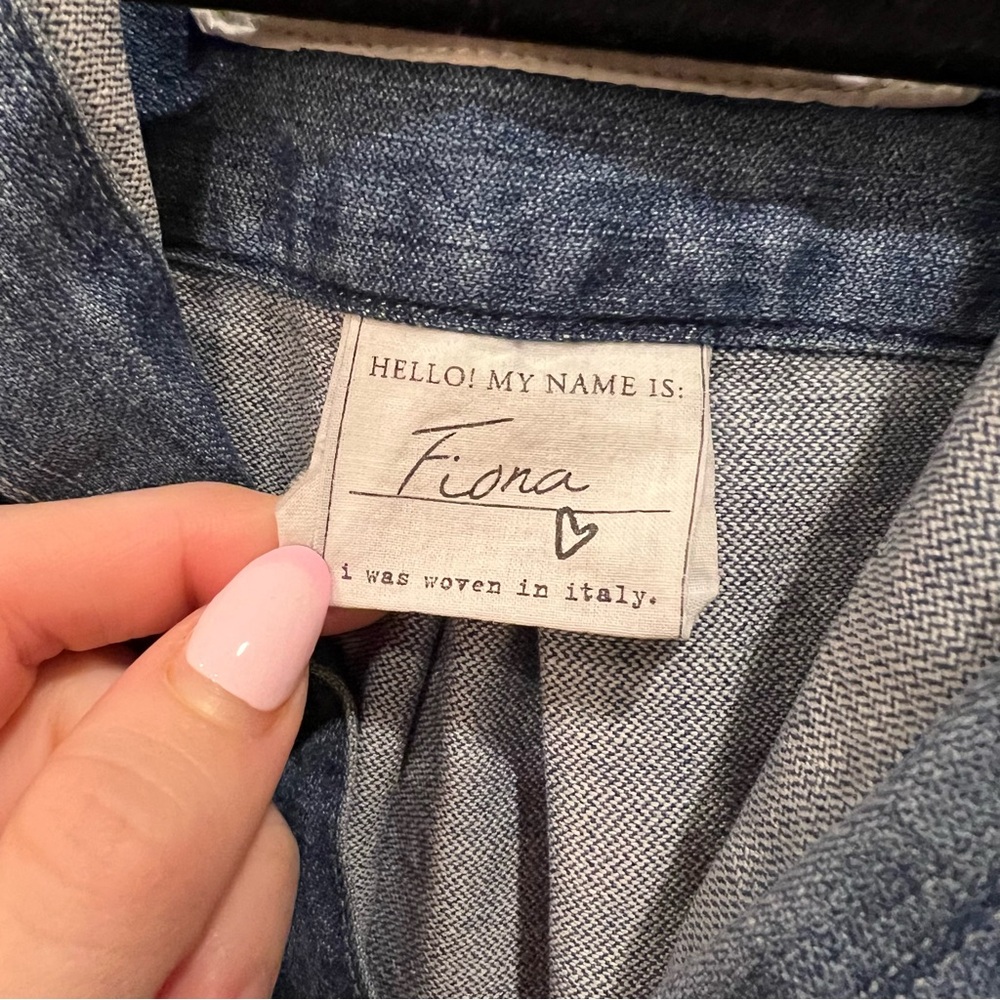 NWOT Frank and Eileen Frank & Eileen Fiona Sleeveless Shirt Stonewash Indigo - Picture 8 of 9